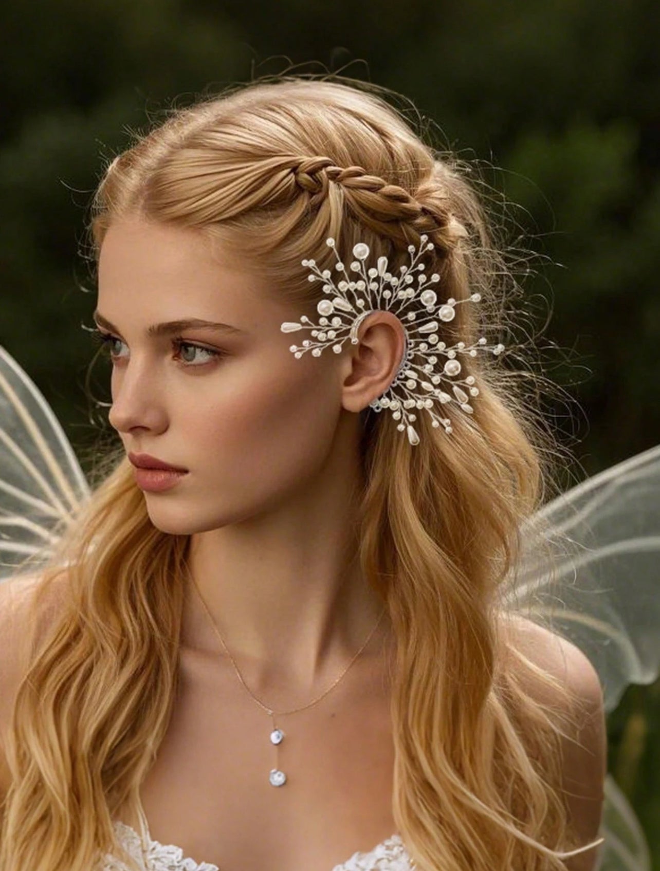 Ear cuff around ear pearls