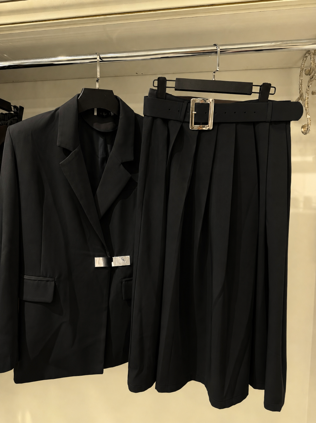 Black blazer skirt set