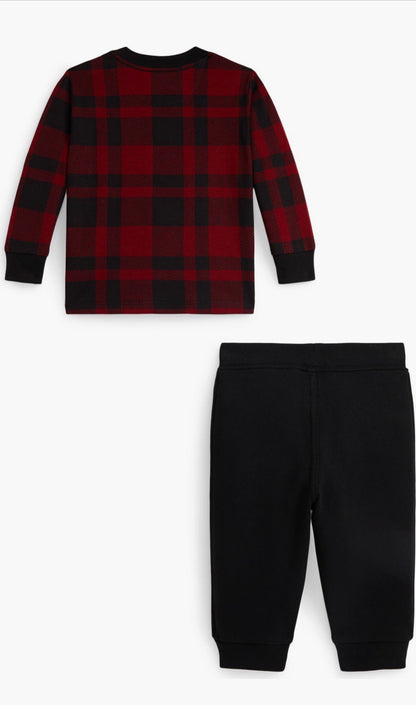 Ralph Lauren red bear check sweater set