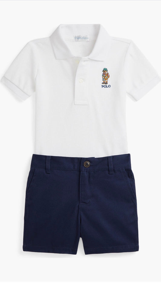 Ralph Lauren white polo shorts set