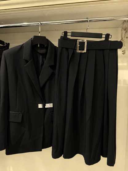 Black blazer skirt set