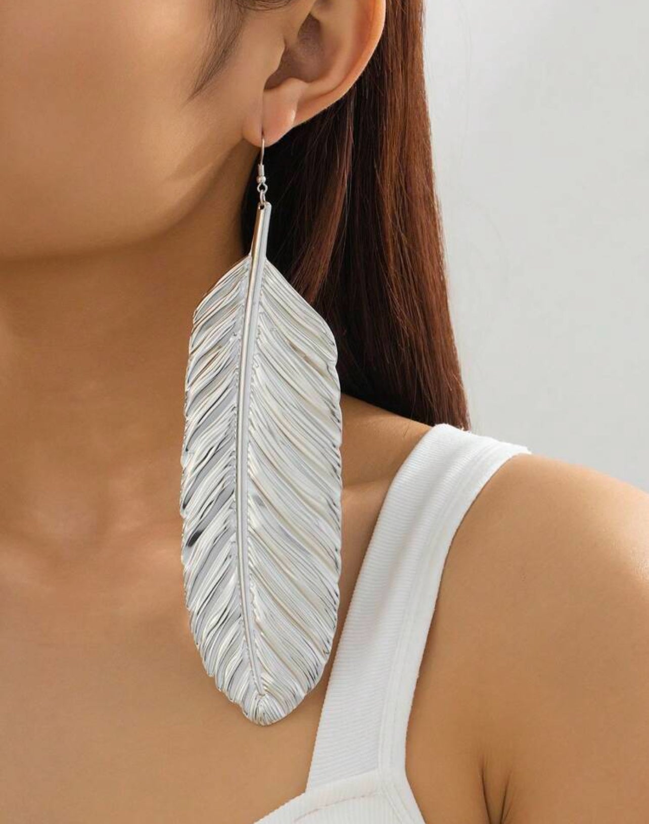 Mono earring big leaf silver